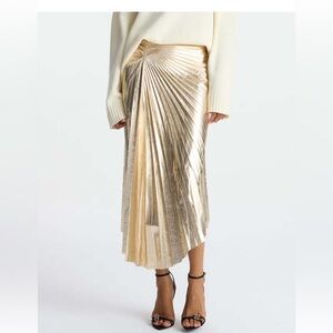 NWT ALC Pleated Metallic Gold Skirt